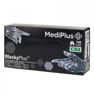 Рукавички нітрилові оглядові нестерильні неприпудрені BlackyPlus, розмір L, M, XL чорні 100 шт